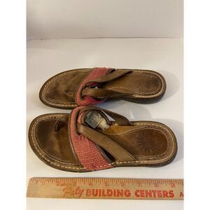 Ugg Leather Sandals Brown Pink Fur size 6  s/n #5105